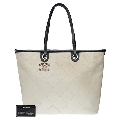 white tote chanel|chanel large shopping tote.